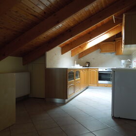 View from the living and dining area to the kitchen