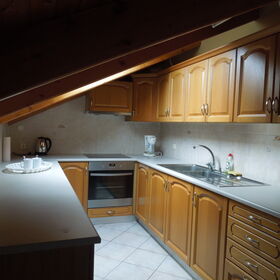 View from the living and dining area to the kitchen